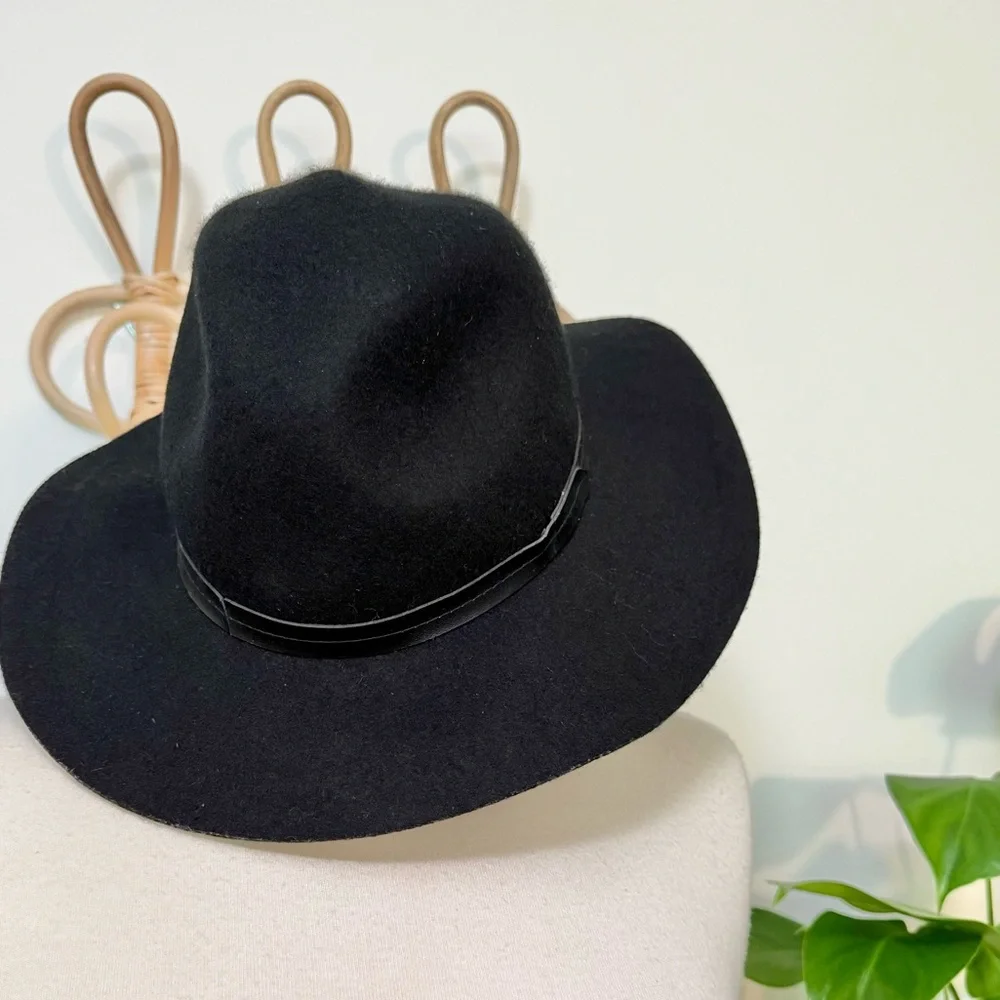 Ecote Black Felted Wool Wide Brim Hat - Picture 4 of 10